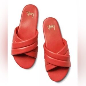 BEEK Surfbird Crisscross Leather Slide Poppy Red Size 8